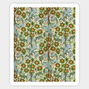 ORANGE TREE WITH BLUE GREEN LEAVES ,FLOWERS Soft Floral Art Nouveau Pattern Sticker